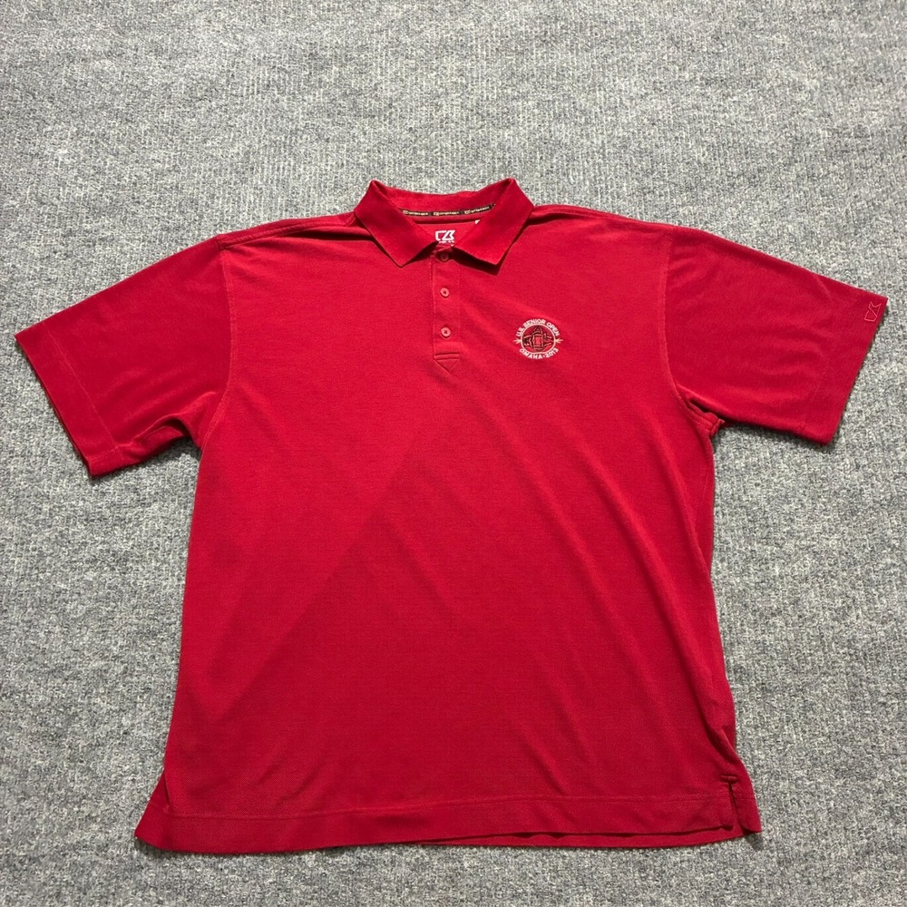 Cutter & Buck CB DryTec Mens Polo Shirt Red Short Sleeve 49" Chest Size
